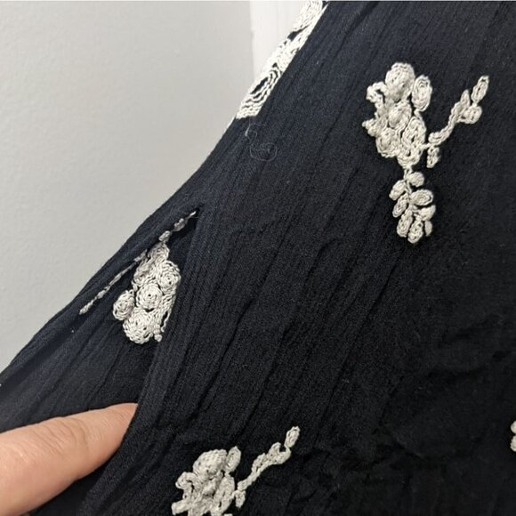 Free People | Embroidered Austin Mini Dress in Black - Picture 7 of 14